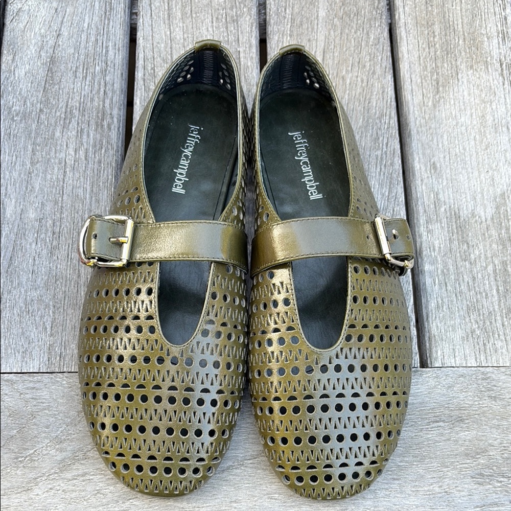 Jeffrey Campbell Green Perforated Flats